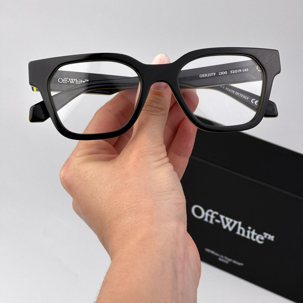 Off-White STYLE 7P Men Eyeglasses Black/Yellow Square Frame | Model OERJ07P 1300